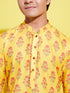 Boy's' Multicolor-Base-Mustard And Cream Kurta Patiala Set